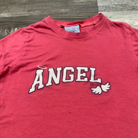Vintage‎ Y2K Steve & Barrys Angel Halo Wings Glitter Pink Womens L Bratz T-Shirt - Picture 1 of 9
